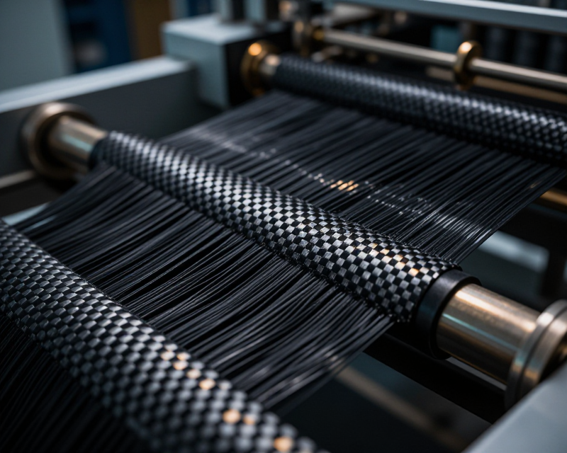 High-tech carbon fiber production scene