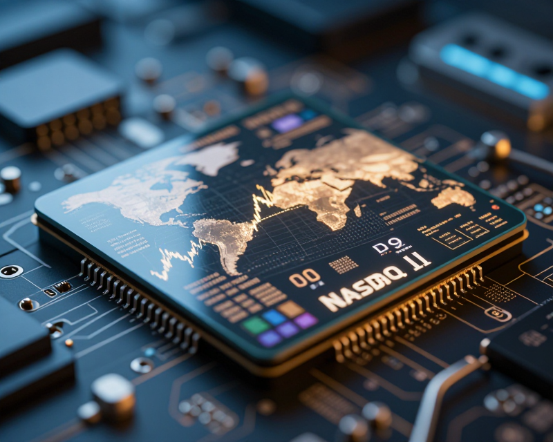 High-tech Semiconductor and Global Finance Concept